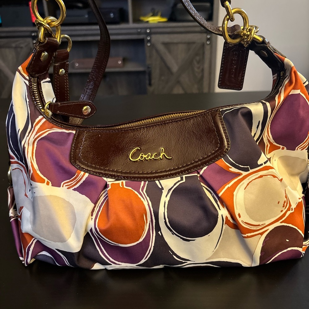 Coach Ashley Hand Drawn Scarf Print Hobo shoulder bag